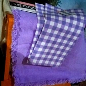 Table runner 14x72 Lavender 2 plaid napkins 18x28. New w/tags Lavender